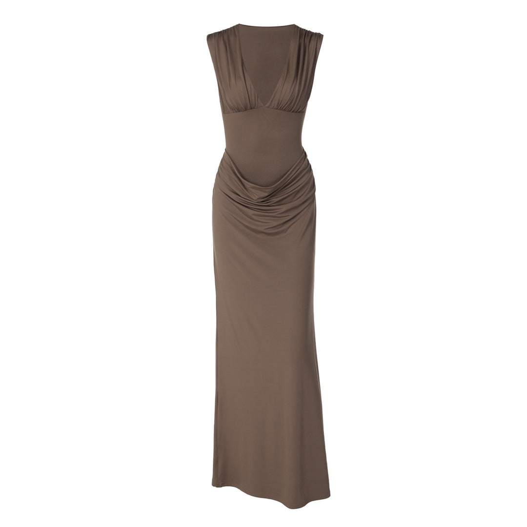Dame Maxi-kjole med elegant drapering Skovae