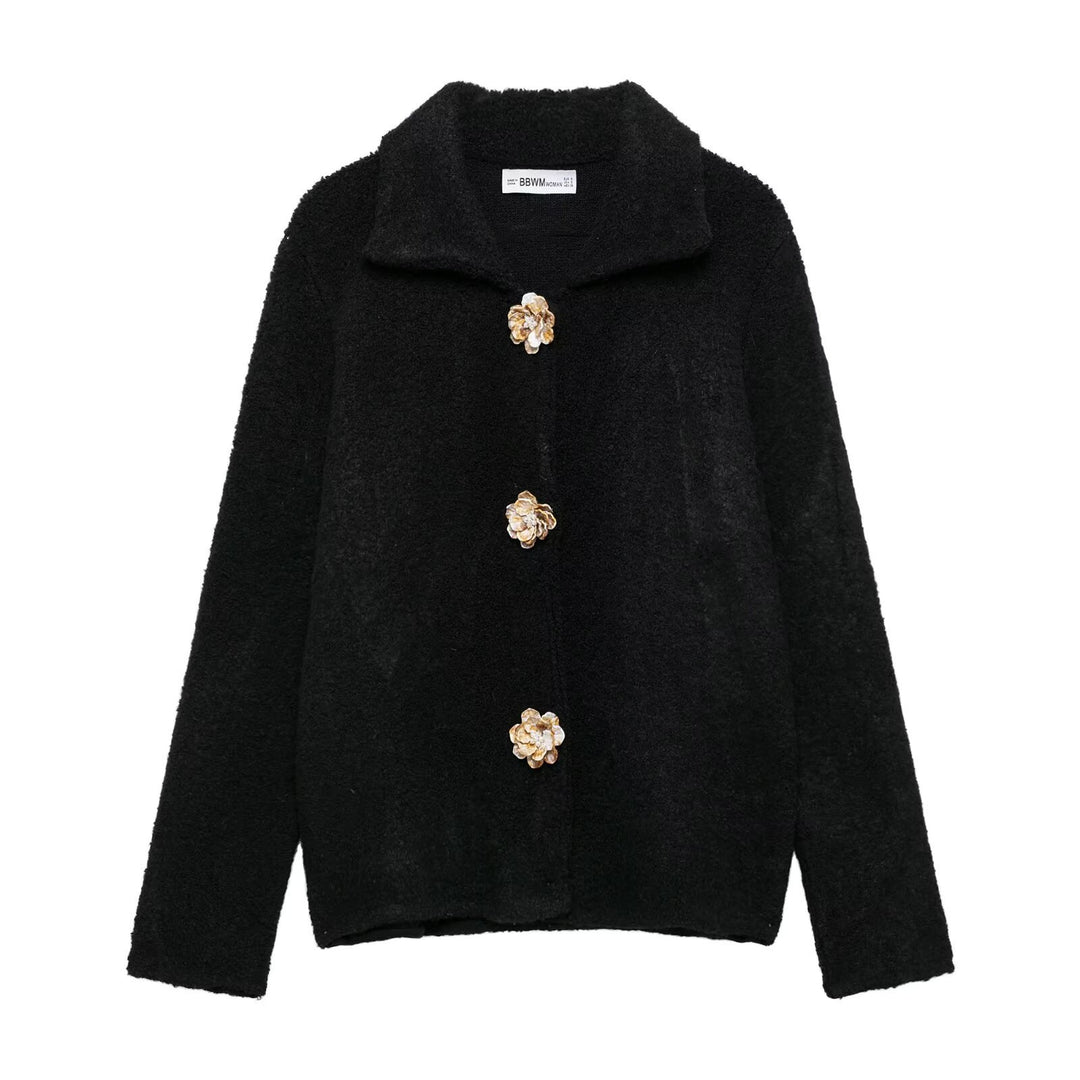 Femme Cozy Tekstureret Cardigan med Dekorative Knapper Stilla