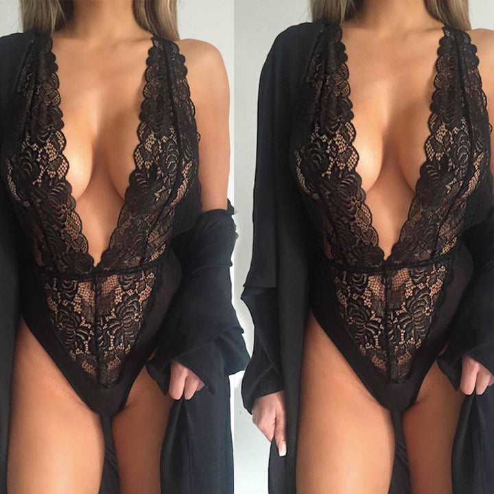 Dame spidserbodystocking med dyb udskæring Stilla