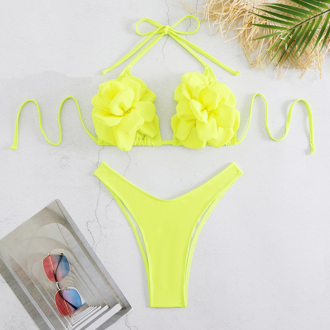 Dame bikini-sæt med luksuriøse blomsterapplikationer og justerbare stropper Stilla