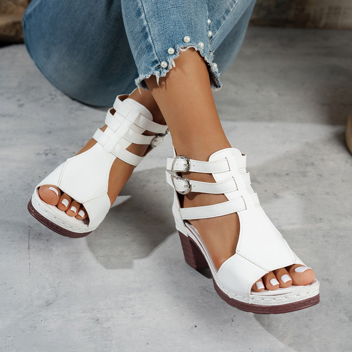 Dame fashionable Slingback sandaler med justerbare remme og blokhæle Stilla
