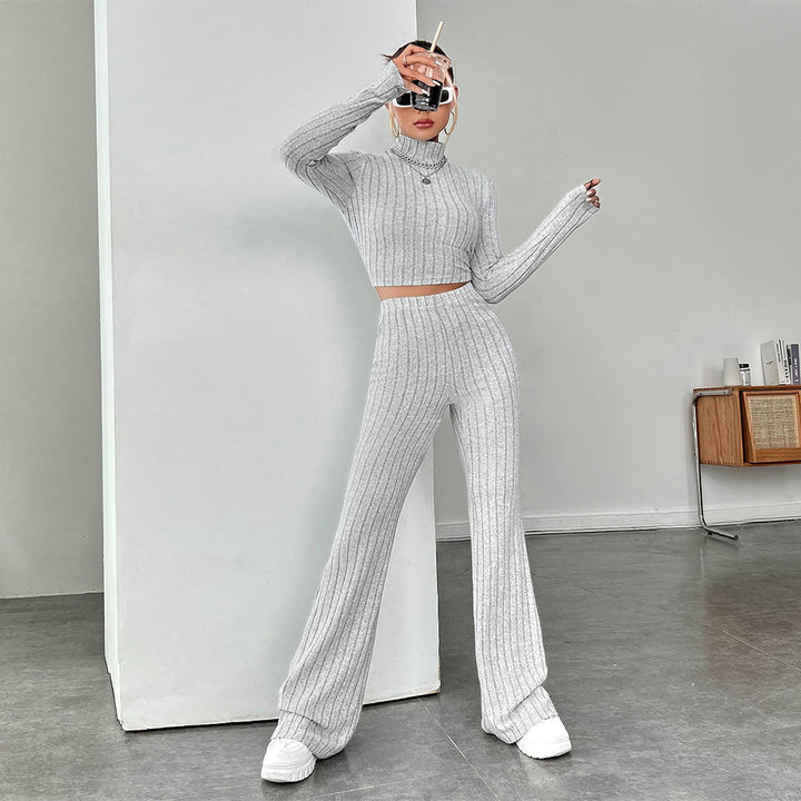 Kvinders cropped sweater med høj talje og bred ben Stilla