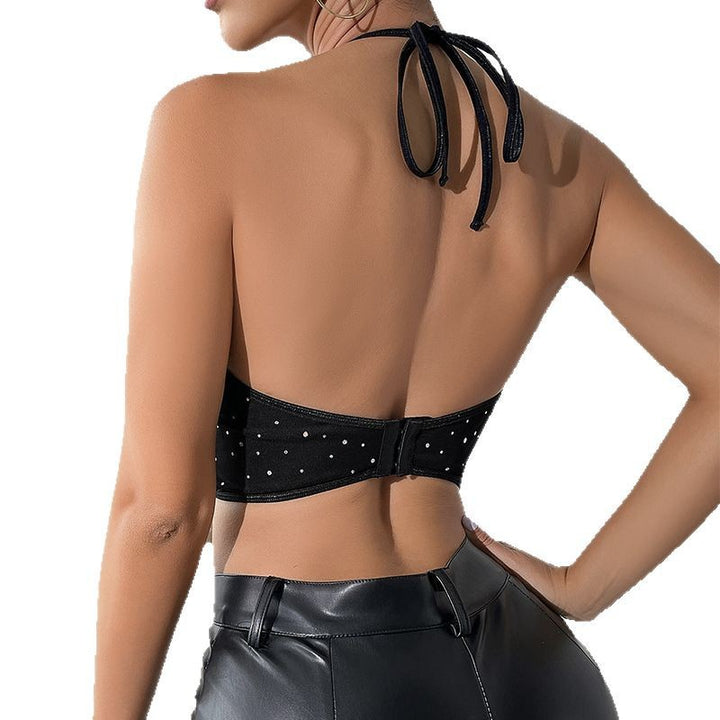 Dame Crop-Top med moderne prikker og elegant rygudskæring Stilla