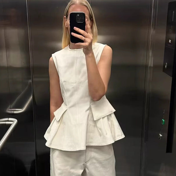 Femme Flared Peplum Top med lomme detaljer Stilla
