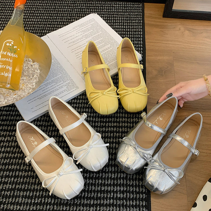 Femme Metallic Ballerinaer med Sløjfedetalje Stilla