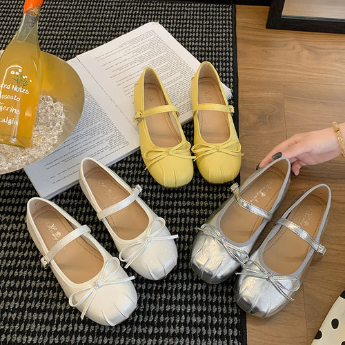Femme Metallic Ballerinaer med Sløjfedetalje Stilla