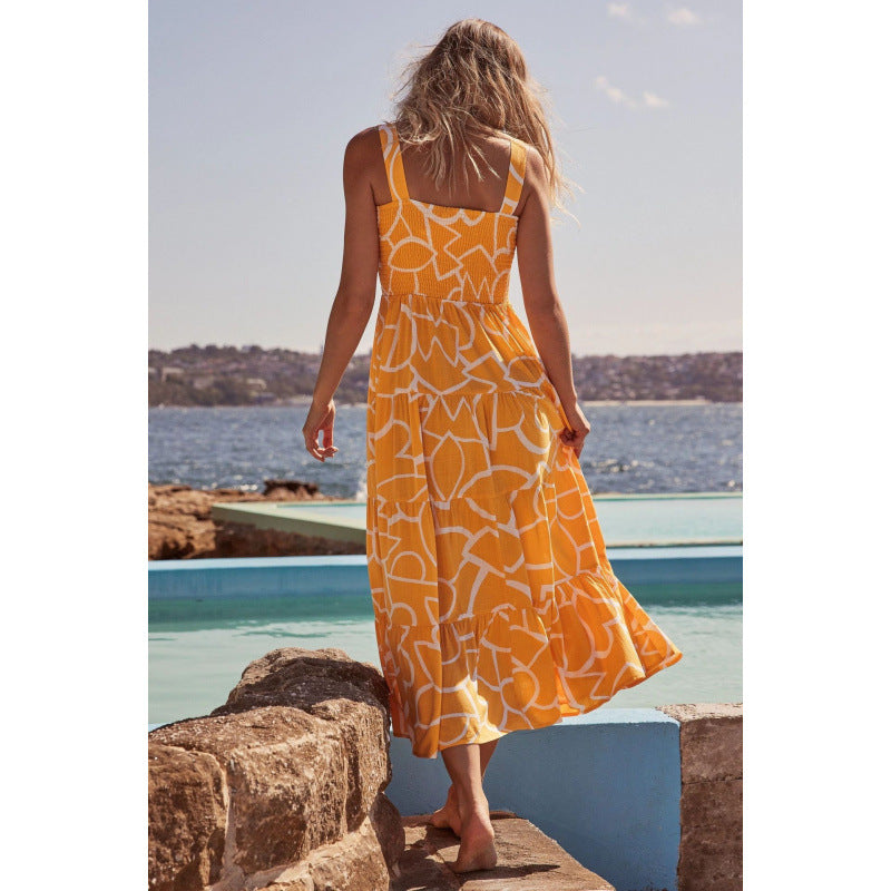 Dame Casual Maxi Kjole med Volantskanter Stilla