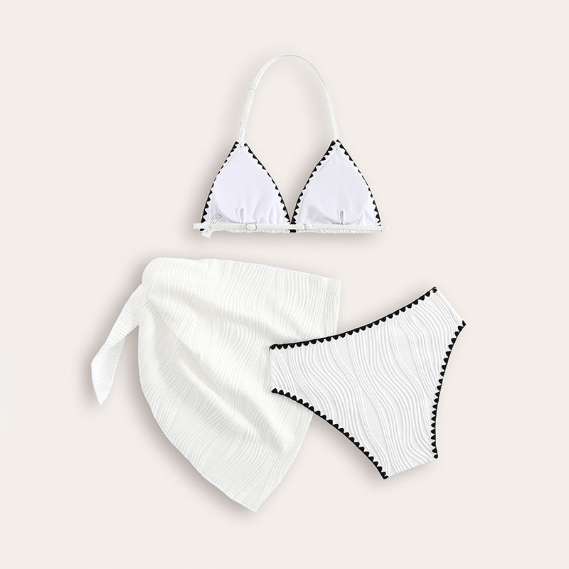 Dame Bikini-sæt med dekorerede kanter og elegant indpakningsskørt Stilla