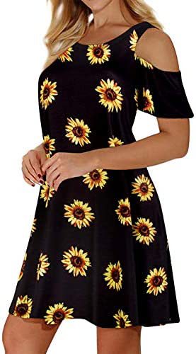 Kvinders sommerkjole med blomsterdesign og off-shoulder snit Stilla