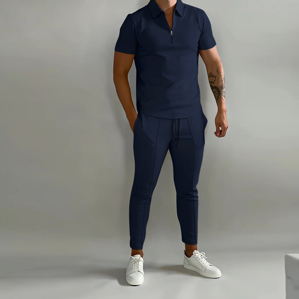 Herrer sporty kortærmet polo shirt med lynlås og elegant pasform Stilla