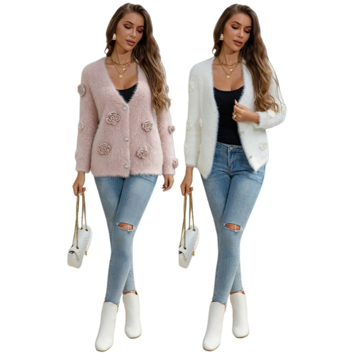 Kvinders bløde cardigan med blomsterdesign Skovae