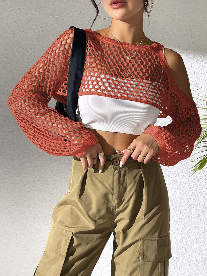 Dame Åben Strik Crop Top Stilla