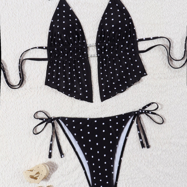 Dame Bikini-sæt med legende polka-dot mønster og justerbare stropper Skovae