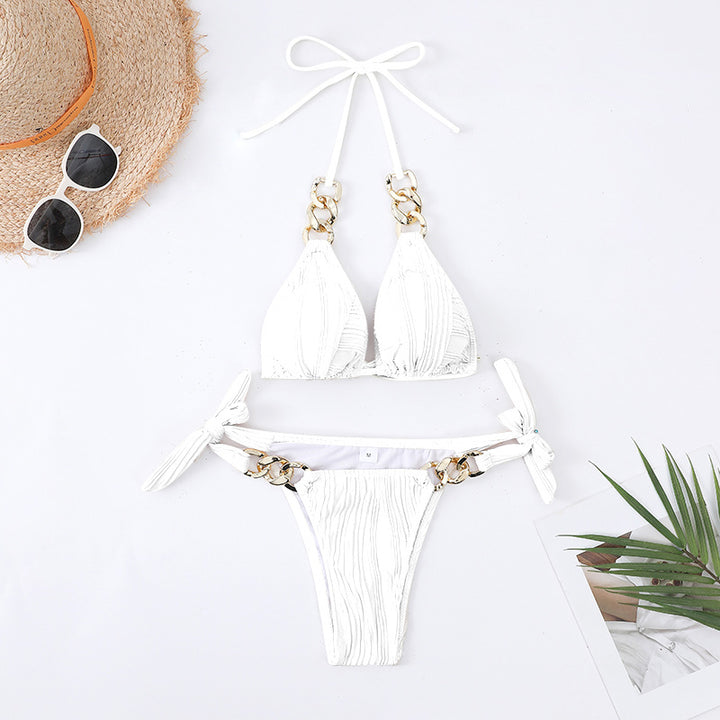 Damer Bikini-sæt med stilfulde kædeaccentuer og tilbagetrækningsstropper Stilla