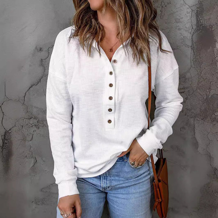 Stilla | Elegant Langærmet Bluse Med Knapliste
