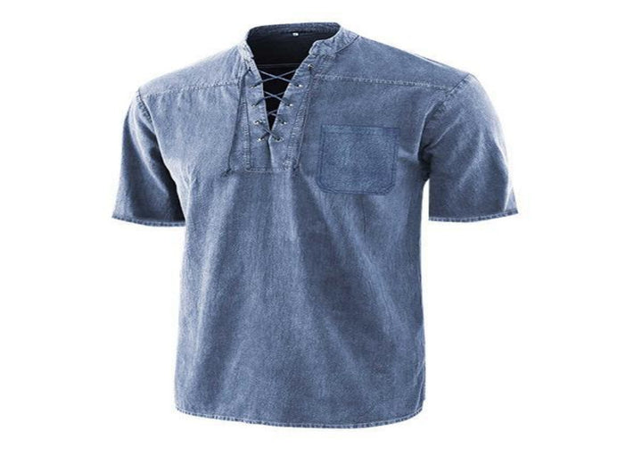 Herrer Casual Kortærmet Pullover med snøring Stilla