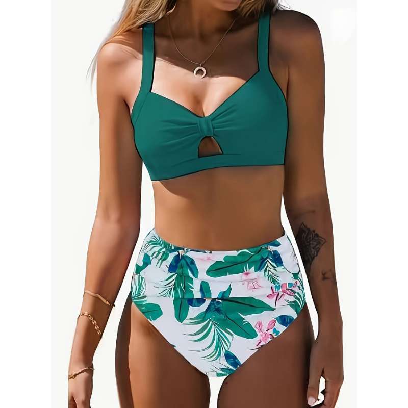 Dame Dækkende Bikini-Sæt med botanisk mønster Stilla