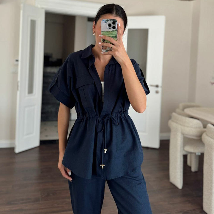 Dame moderne og luftig bluse T-shirt med taljejustering Stilla