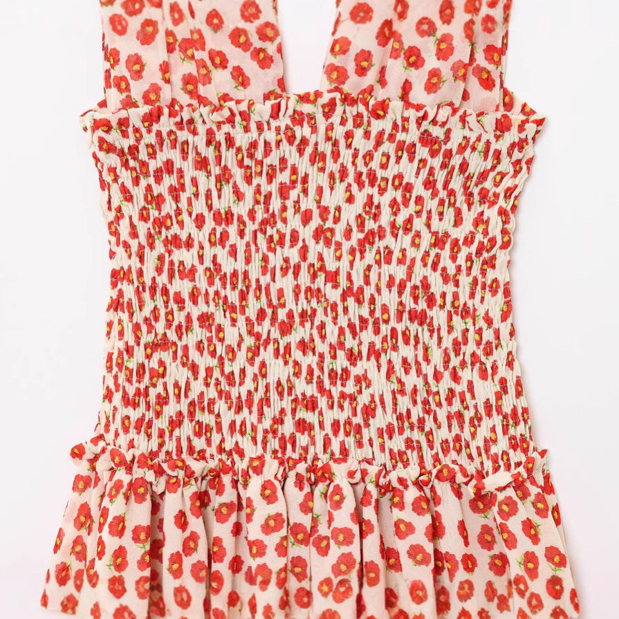 Femme Floral Smocked Mini Kjole Stilla