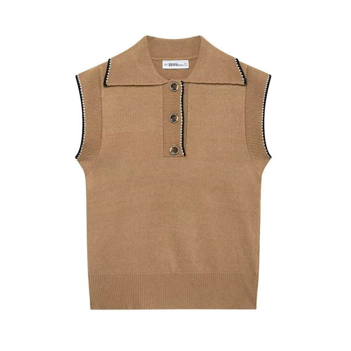 Femme Sleek ærmeløst strik-polo-sweater Stilla