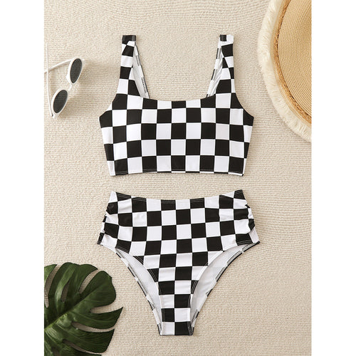 Dame ternet Crop Top og højskåret bikini-sæt Stilla