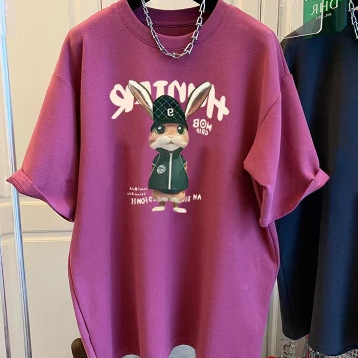 Dame T-shirt med kreativ dyreprint og afslappet pasform Stilla