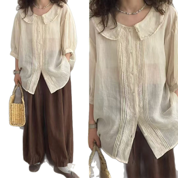Femme Vintage Spidskrave Bluse Stilla