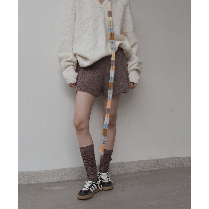 Dame V-hals oversized pullover med struktureret mønster Stilla