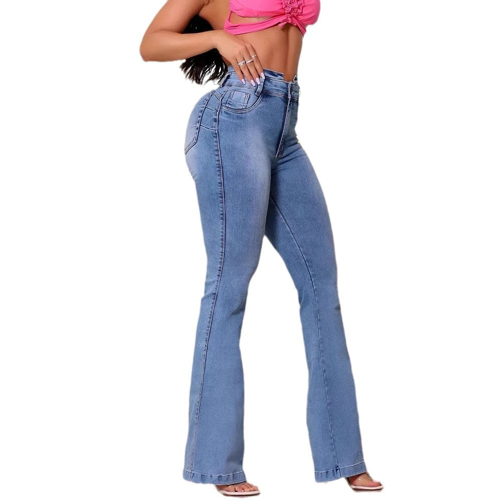 Kvindernes flared jeans med høj talje og elegante frynsedetaljer Stilla