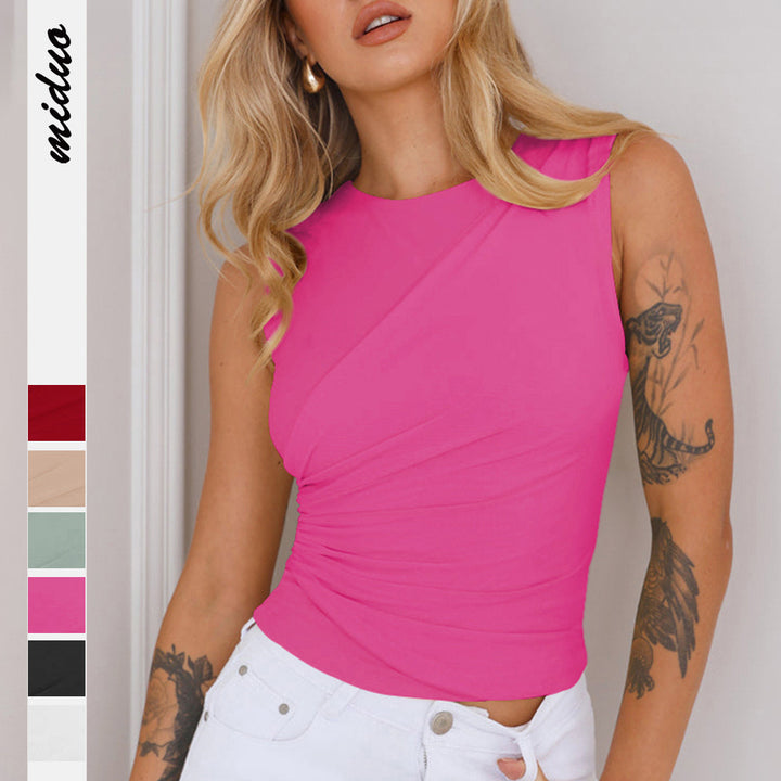 Dame kropsnært wrap-top med asymmetrisk design og rynkning Stilla