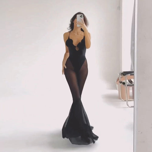 Dame Elegant og sensuel gulvlængde Monokini med flæse detaljer Stilla
