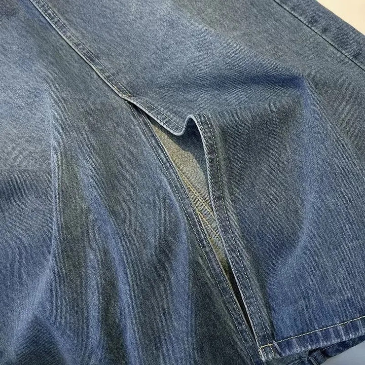 Kvinders stilfulde denim midi nederdel med forkert slids Stilla