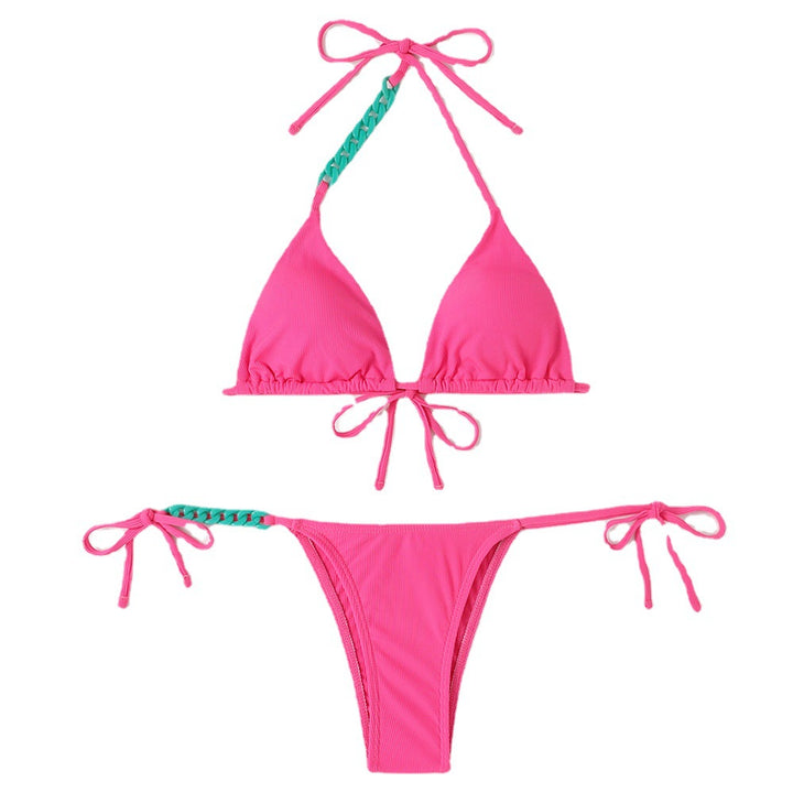 Dame Triangel-Bikini med flettede detaljer og justerbare stropper Stilla