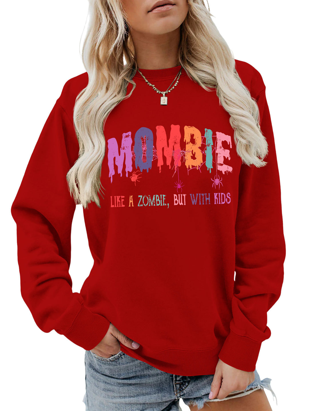 Dame sweatshirt med kreativt zombie-motiv Stilla