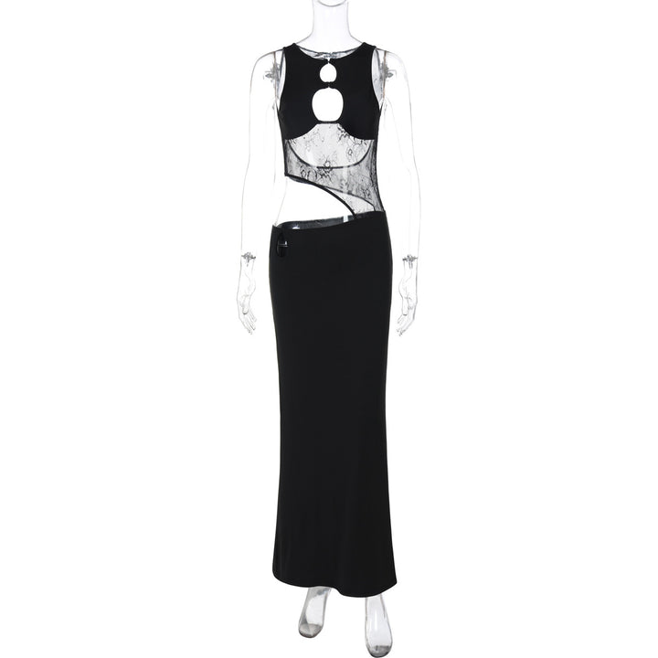 Dame Maxikjole med transparente spidsaccentuer og moderne cut-out detaljer Stilla