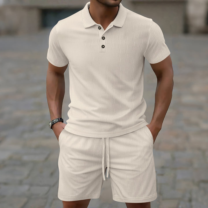 Herrer elegant kortærmet polo skjorte og shorts sæt Stilla