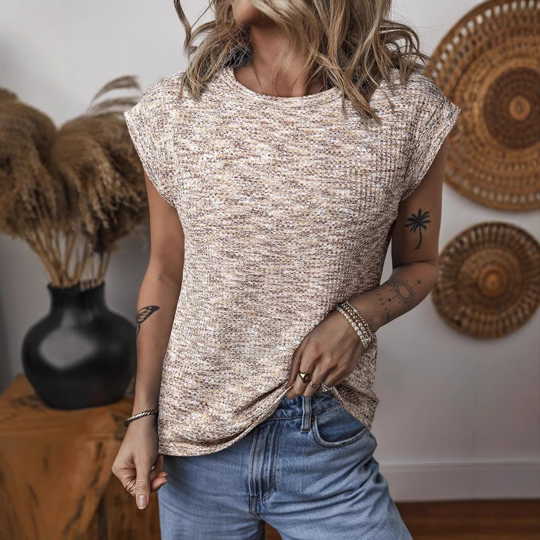 Dame afslappet T-shirt med struktureret strikdesign Stilla