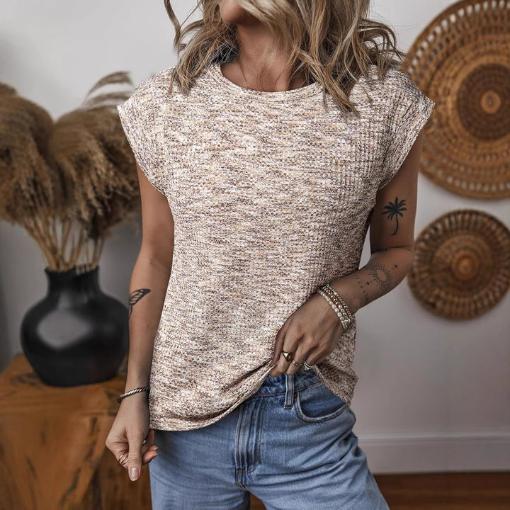 Dame afslappet T-shirt med struktureret strikdesign Stilla