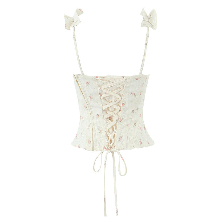 Dame stribet bustier med ruffle detaljer og justerbar snøre Stilla