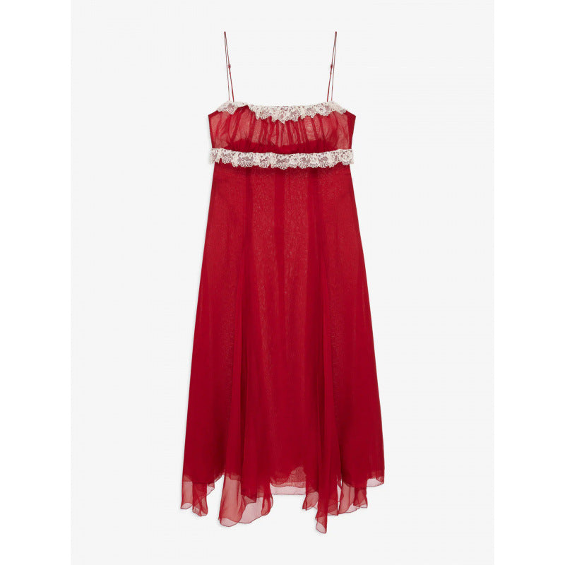 Damen Fließendes Midi-Kleid mit raffinierten Rüschendetails Skovae