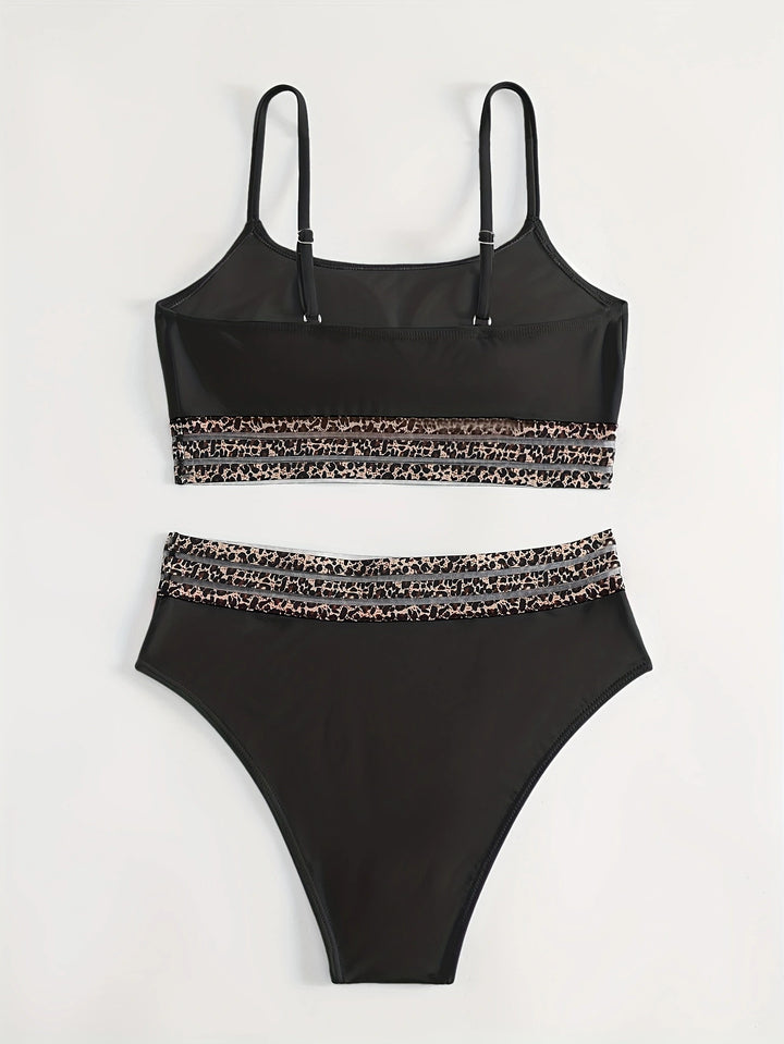 Dame Bikini-sæt med fashionabel leopardmønster og højt skåret taljedesign Stilla
