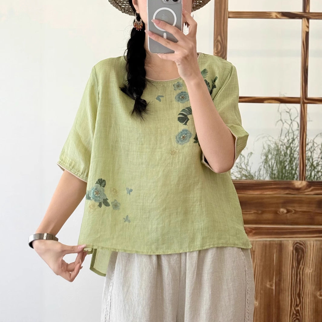 Femme Floral Print Afslappet Pasform Top Stilla