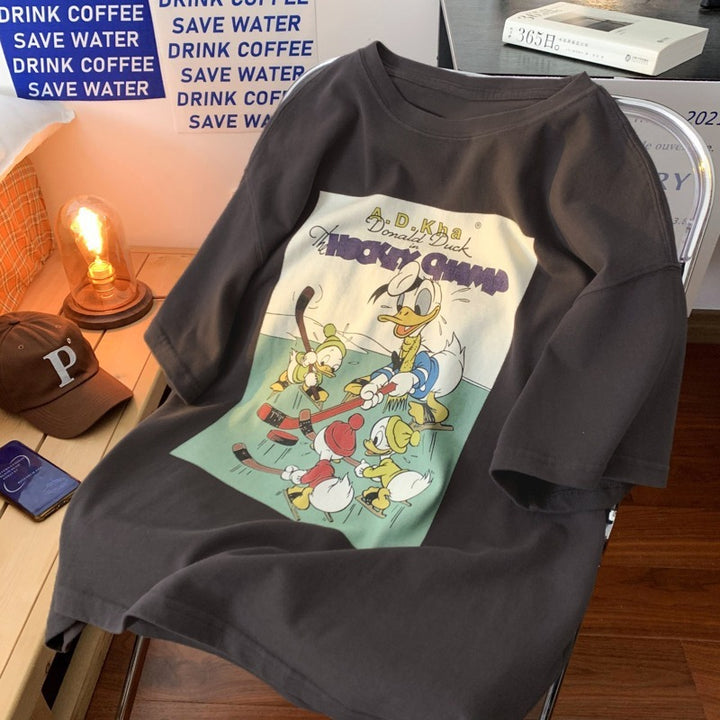 Dame T-shirt med historisk comic-print og casual snit Stilla