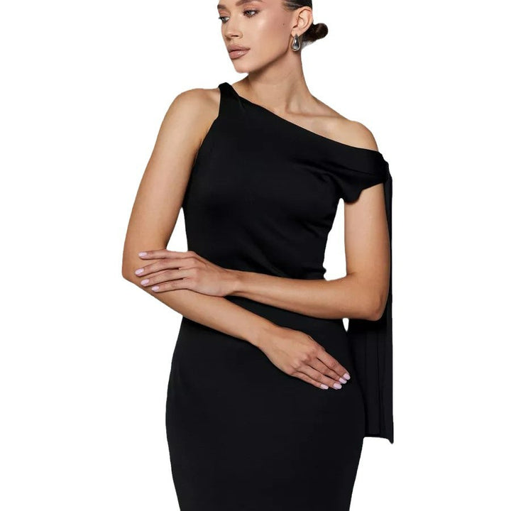 Dame Elegant lang kjole med asymmetrisk ærme og kropsnær pasform Stilla