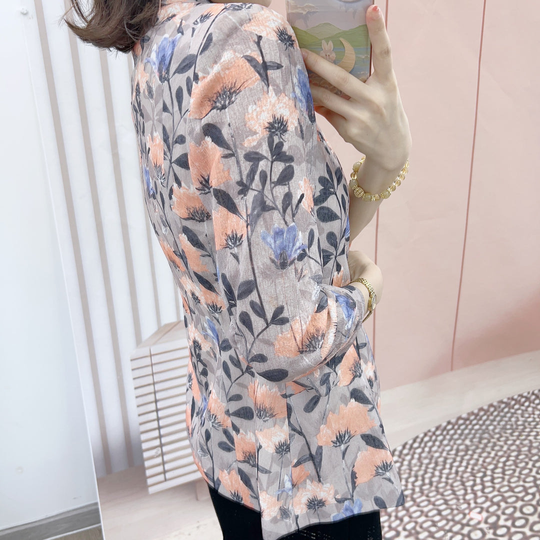 Dame blomstermønster blazer med elegant snit og praktiske lommer Stilla
