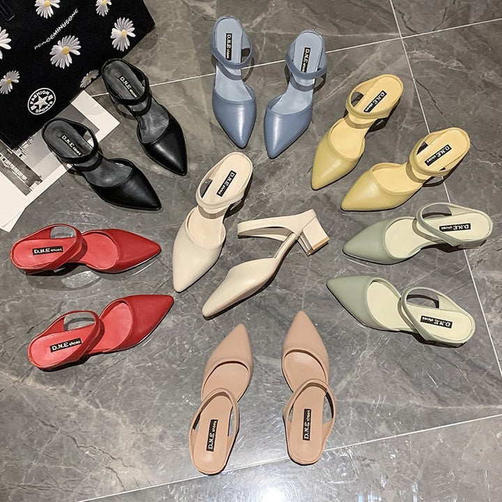 Dame Slingback Pumps med moderne blokhæl og elegant spids form Stilla