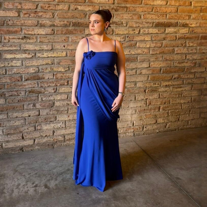 Dame strapless aftenkjole med elegant drapering Skovae