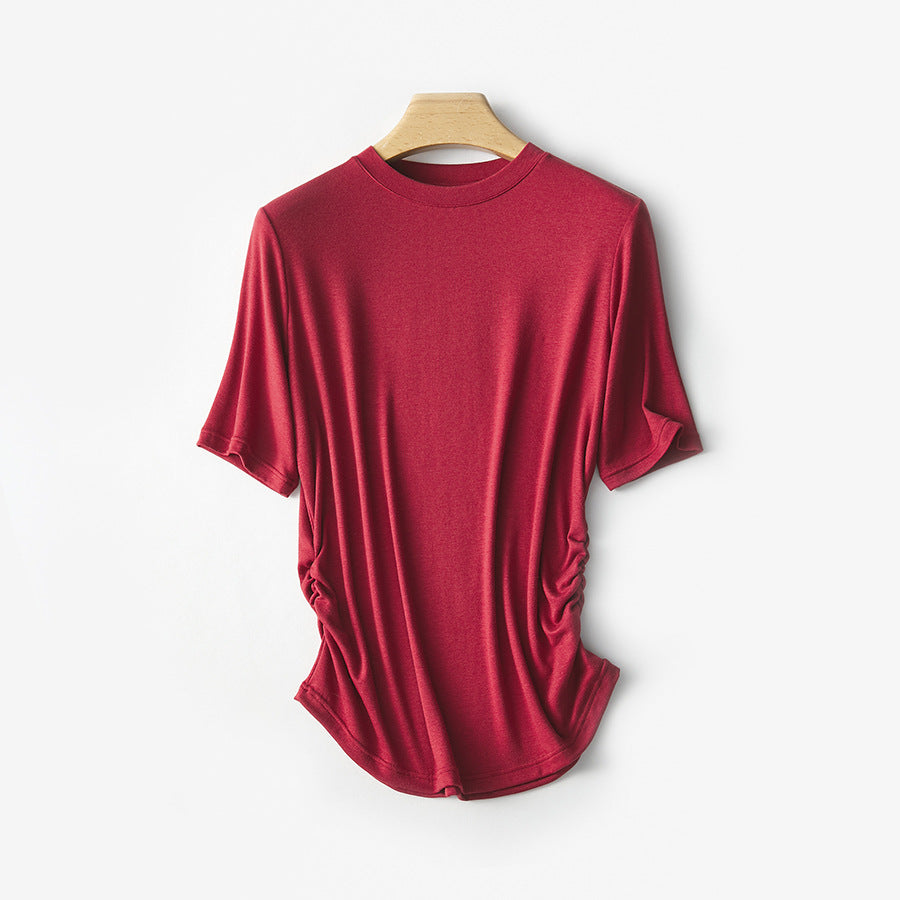 Dame Casual sidelæns rynket T-shirt Stilla