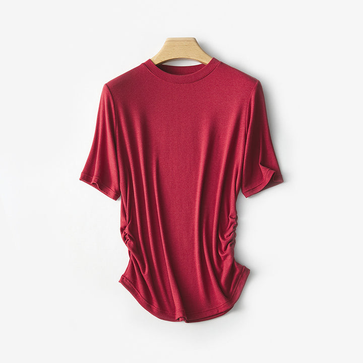 Dame Casual sidelæns rynket T-shirt Stilla