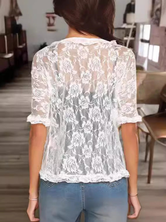 Dame Blomster Spids Cardigan Stilla